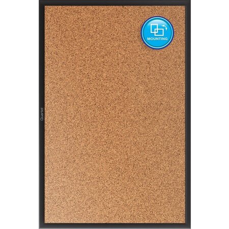 Quartet Cork Bulletin Board, 2'x1-1/2', Aluminum Frame/Black QRT2301B
